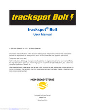 High End Systems trackspot Bolt User Manual