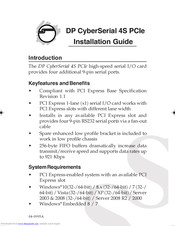 SIIG DP CyberSerial 4S PCIe Installation Manual