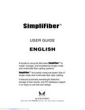 Microtest SimpliFiber 1310 Source User Manual