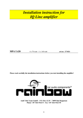 Rainbow MPA 5.420 Installation Instructions Manual