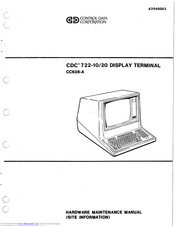 Control Data Corporation CDC 722-10 Hardware Maintenance Manual