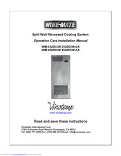 Vinotemp Wine-Mate WM-4520SSW Care & Installation Manual