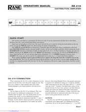 Rane DA 216 Operator's Manual
