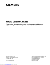 Siemens MXL-IQ Operation, Installation, And Maintenance Manual