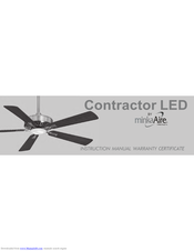 Minka-Aire CONTRACTOR Instruction Manual Warranty Certificate