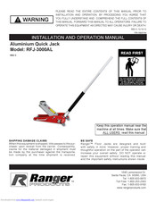 Ranger Products RFJ-3000AL Installation And Operation Manual