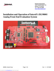 Intersil ISL98001 Installation And Operation Manual