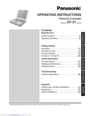 Panasonic CF-31WFLAXBM Operating Instructions Manual