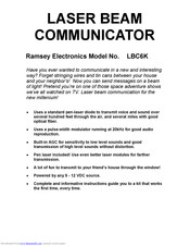 Ramsey Electronics Laser Beam Communicator Manual
