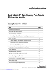 Rockwell Automation 1756-DHRIOXT Installation Instructions Manual