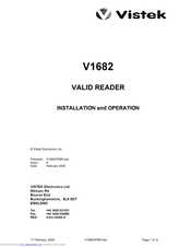 VISTEK V1682 Installation And Operational Manual