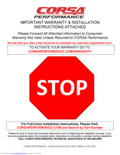 corsa 49750 Warranty And Installation Instructions