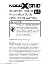 NOCO Genius XGrid Important Product Information  Manual And Limited Warranty