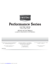 Maytag MEDE300VF - Performance Series Front Load Electric Dryer Use And Care Manual
