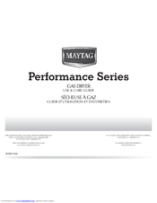 Maytag MGDE900VW - Performance Series Front Load Steam Gas Dryer Use And Care Manual