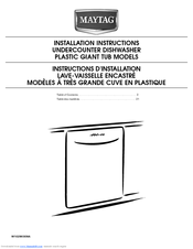Maytag Jetclean Plus MDBH969AW Installation Instructions Manual