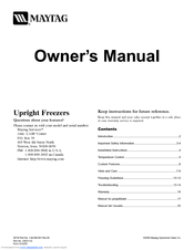 Maytag Upright Freezers Owner's Manual