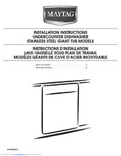 Maytag Jetclean Plus MDBH989AW Installation Instructions Manual