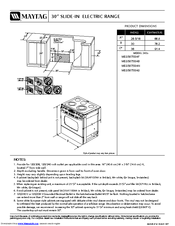 Maytag MES5875BAF - Frost 30 Inch Slide-In Electric Range Dimension Manual