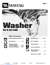 Maytag MAV5920AGW Use And Care Manual