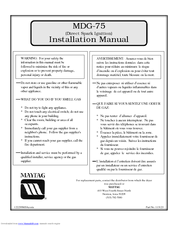 Maytag MDG-75 Installation Manual
