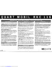 Mb Quart REFERENCE Series RKC 116  RKC116 RKC116 Installation Instructions