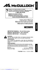 McCulloch 115376927 Instruction Manual