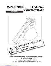 McCulloch Gardenvac 1600W Owner's Manual