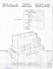 McIntosh MC40 Owner's Manual