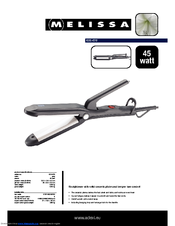 Melissa Straightener with Solid Ceramic Plates and Temperture Control 635-070 Specifications