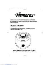 Memorex MD6885-03 - MD CD Player Operating Instructions Manual