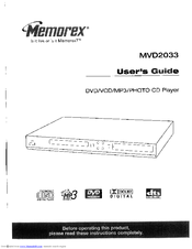 Memorex MVD2033 User Manual