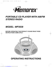 Memorex MP3838 Operating Instructions Manual