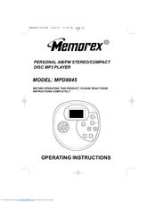 Memorex MPD8845 Operating Instructions Manual