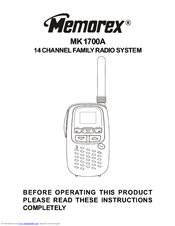 Memorex MK-1700A Instructions Manual