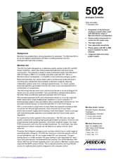 Meridian Analogue Controller 502 Technical Specifications