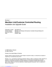 Meridian Link/Customer Controlled Routing Installation And Upgrade Manual