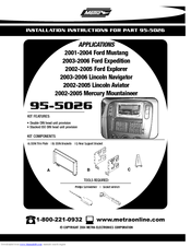 Metra Electronics 95-5026 Installation Instructions Manual