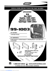 Metra Electronics 99-1003 Installation Instructions Manual