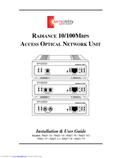 METRObility Optical Systems RADIANCE 10/100MBPS ACCESS OPTICAL NETWORK UNIT Installation & User Manual
