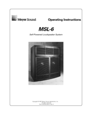 Meyer Sound MSL-6 Operating Instructions Manual