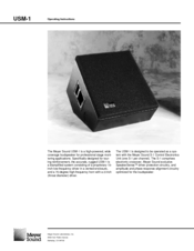 Meyer Sound USM-1P Operating Instructions