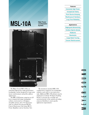 Meyer Sound Loudspeaker MSL-10A Specifications