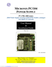 Micro Technic Micronix 1800 Series Installation And User Manual