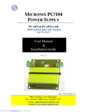 Micro Technic Micronix PC/104 Power Supply PV-1075 Installation And User Manual