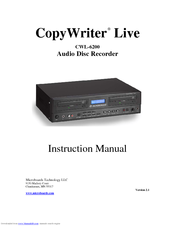 MicroBoards Technology CopyWriter  Live CWL-6200 Instruction Manual