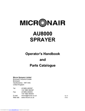 Micron Sprayers Micronair AU8000 Operator's Handbook And Parts Catalogue