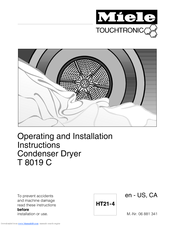 Miele Touchtronic T 8019 C Operating And Installation Instructions