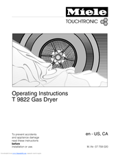 Miele TOUCHTRONIC T 9822 Operating Instructions Manual