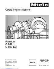 Miele Platinum G892us Operating Instructions Manual